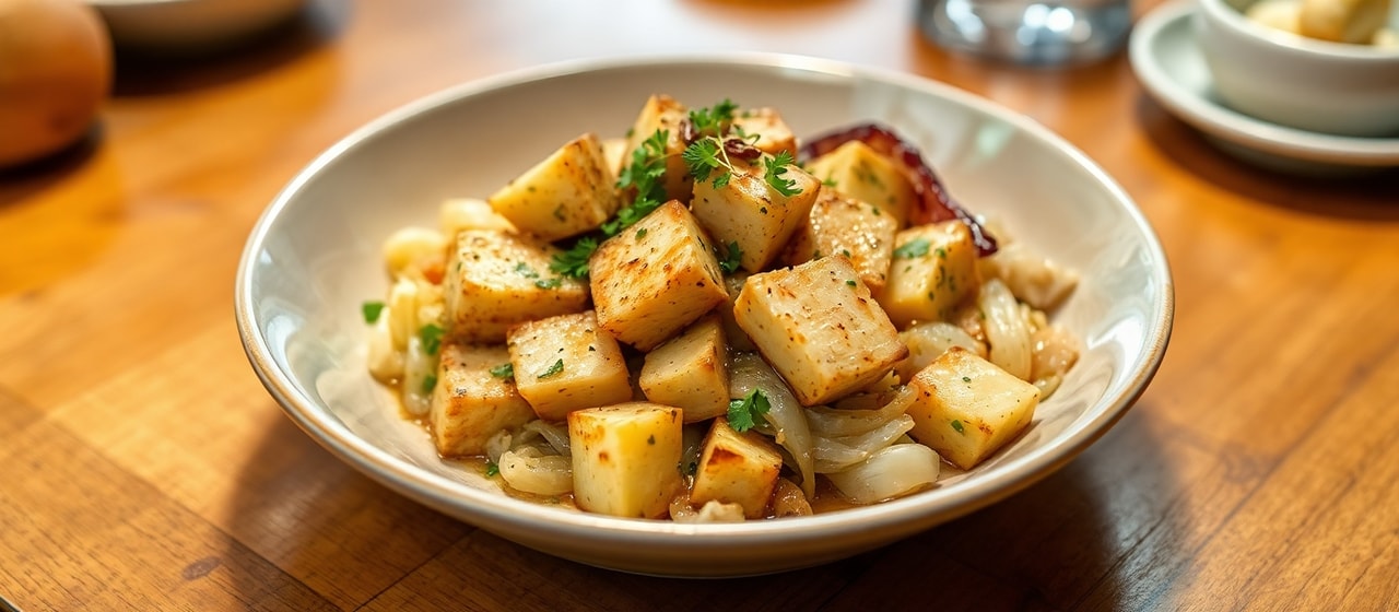 Wok-Tossed Bohemian Tofu with Braised Cabbage and Caraway