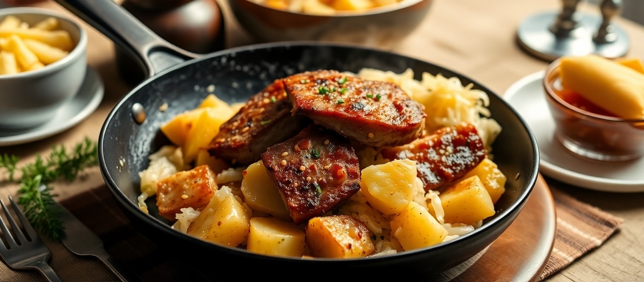 Wok-Tossed Crispy Pork Belly and Sauerkraut Frühstück