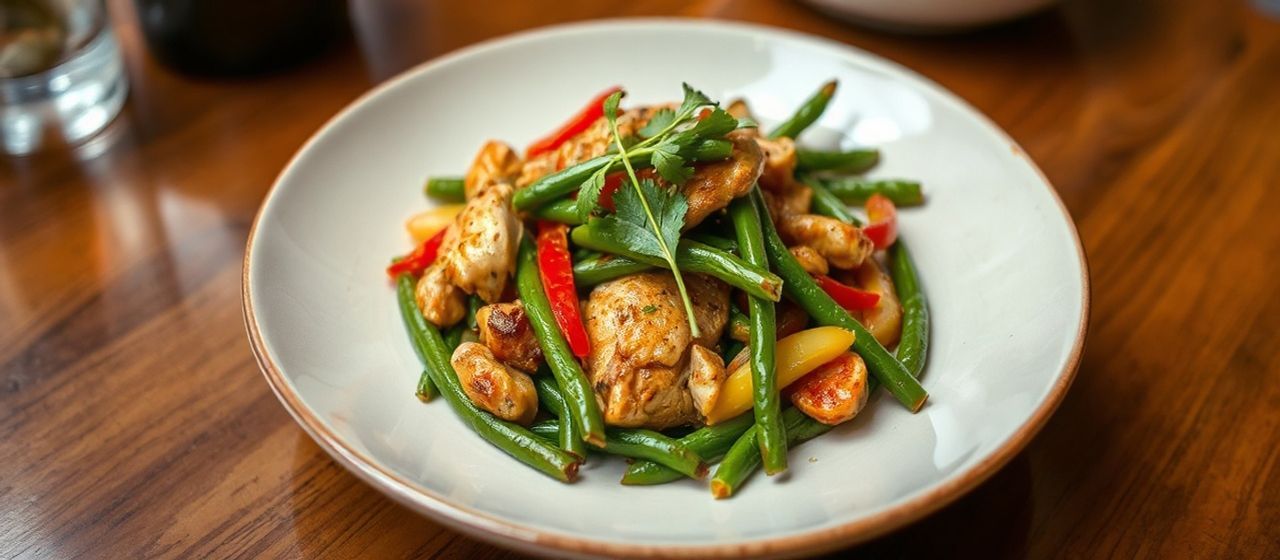 Wok-Tossed Harissa Lemongrass Chicken with Green Beans
