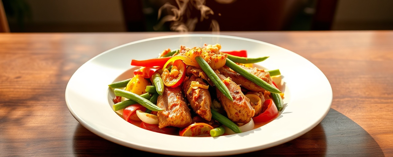 Wok-Tossed Harissa Lemongrass Chicken with Green Beans