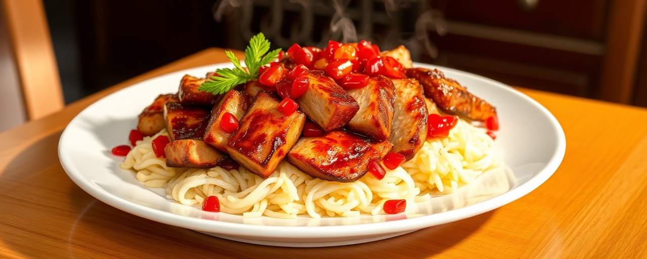 Wok-Tossed Hawaiian Pork with Pomegranate Glaze