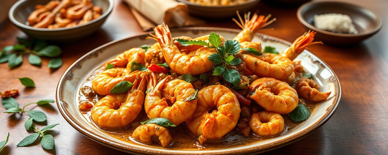 Wok-Tossed Sri Lankan Tamarind Prawns with Coconut & Curry Leaves
