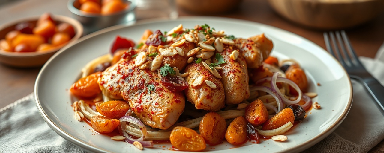 Wok-Tossed Sumac Chicken with Apricots and Almonds