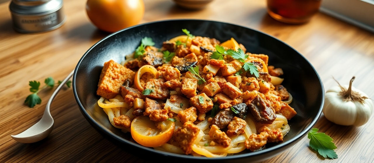Wok-Tossed Tempeh with German Apple-Kraut