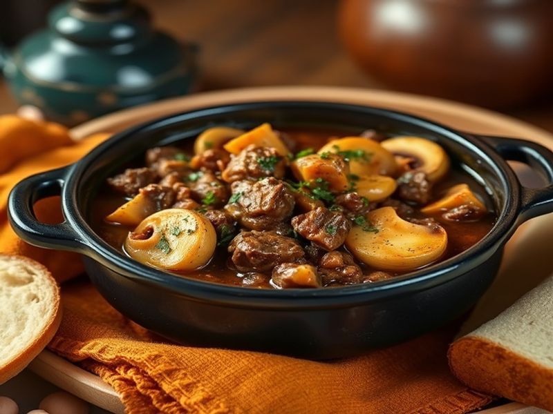 Zharkoye s Gribami i Smetanoi (Hearty Russian Beef and Mushroom Stew)