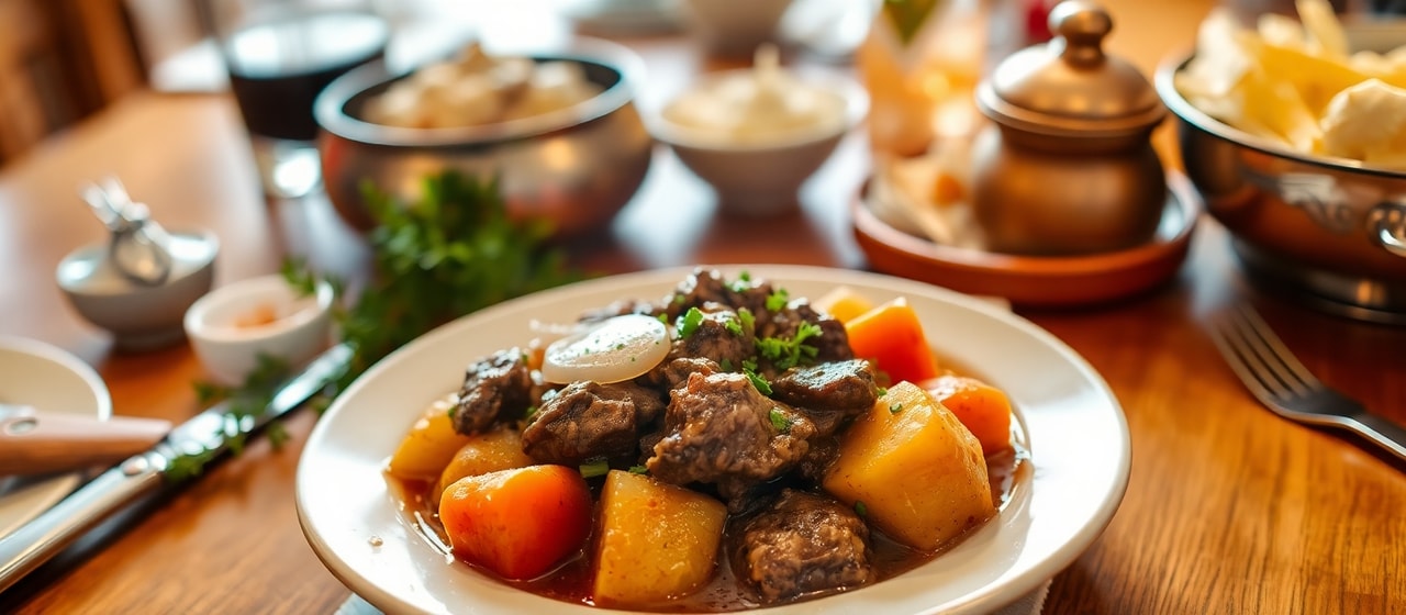 Zharkoye s Gribami i Smetanoi (Hearty Russian Beef and Mushroom Stew)