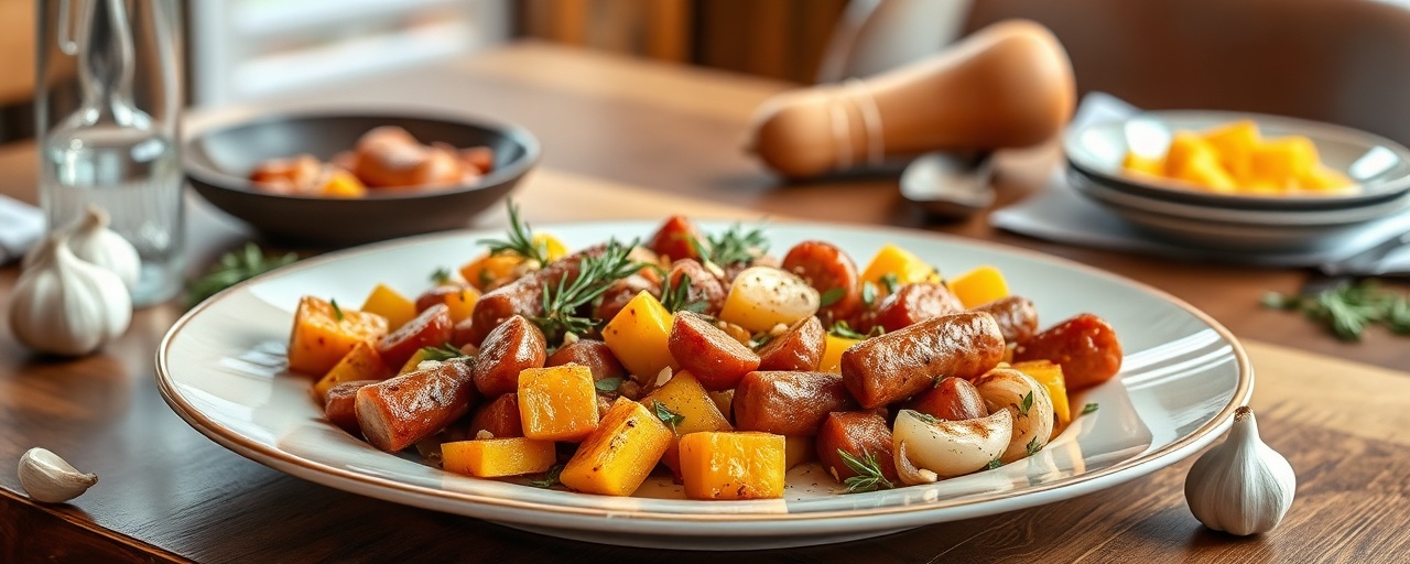 Zucca Butternut al Forno con Salsiccia e Rosmarino